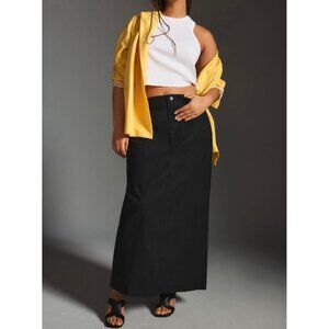 Maeve Anthropologie Womens The Colette Black Maxi Skirt XL Linen Blend